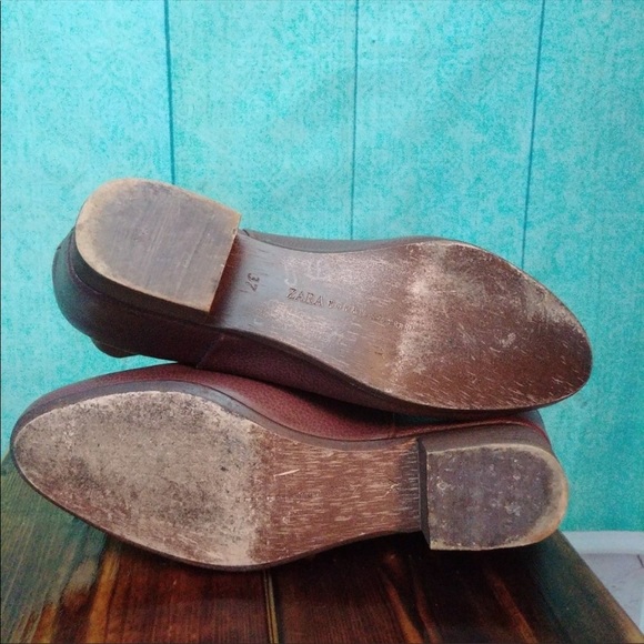 Zara western style brown leather heeled booties pull on pointed toe ankle boots - Picture 3 of 8